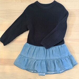 Zara Navy Knit Sweater and Denim Dres - Girls